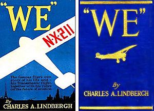 Dustjacket for the book "WE" by Charles A. Lindbergh (First Edition) published July, 1927.jpg