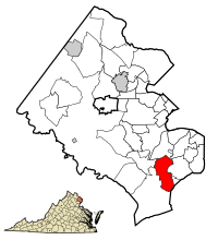 Fairfax County Virginia Incorporated and Unincorporated Areas Fort Belvoir highlighted