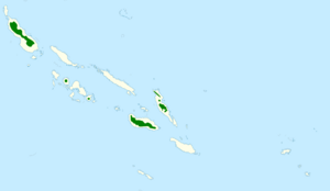 map of the Solomon Islands showing the pale mountain pigeon's range