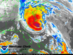 Hurricane Gloria south of North Carolina