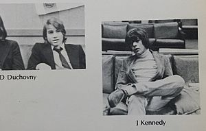 JFK Jr & David Duchovny in the 1975 Collegiate school yearbook
