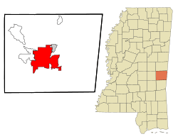 Location of Meridian in Lauderdale County