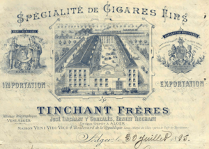 Letterhead for Tinchant Fréres, ca 1895