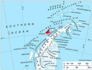 Location map Anvers Island Antarctica