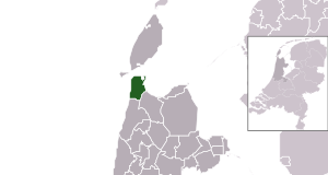 Highlighted position of Den Helder in a municipal map of North Holland
