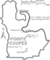 Map of Pointe Coupee Parish Louisiana With Municipal Labels
