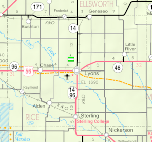 KDOT map of Rice County (legend)