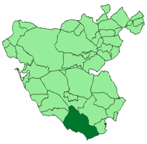 Location in the province of Cádiz