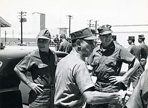 Paul R. Ignatius, Elmo R. Zumwalt, Jr. and Capt. Meryl A. Liams at Cam Ranh Bay