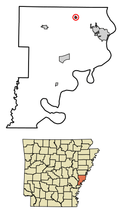 Location of Lexa in Phillips County, Arkansas.