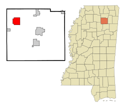 Location of Thaxton, Mississippi