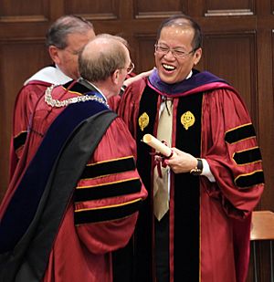 President Aquino during his conferment ceremony at the Lecture Hall of the Keating Hall, Fordham University, New York