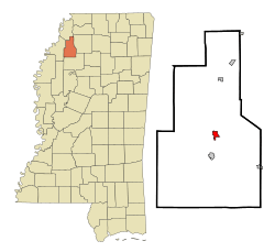 Location of Marks, Mississippi