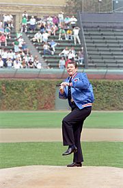 Reagan throws out opening pitch, 1988