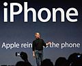 Steve Jobs presents iPhone (cropped)
