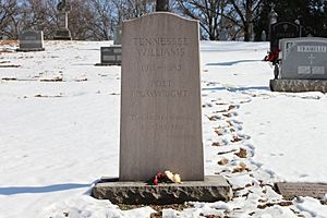 The grave of poet and playwright Tennessee Williams in Calvary Cemetery, St. Louis, Missouri