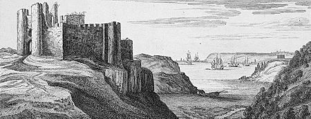 The north east view of Pennarth castle, in the county of Glamorgan - trimmed and cleaned