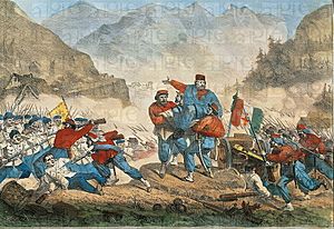 Third War of Independence - Garibaldi organising troops during the Battle of Bezzecca