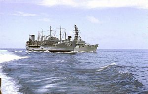 USS Guadalupe (AO-32) refuels HMAS Hobart (D39) off Vietnam in 1967