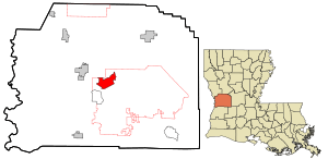 Location in Vernon Parish and the state of Louisiana.