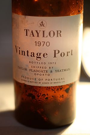 Vintage port bottle with sediment