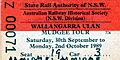 Wallangarra rail ticket 1989