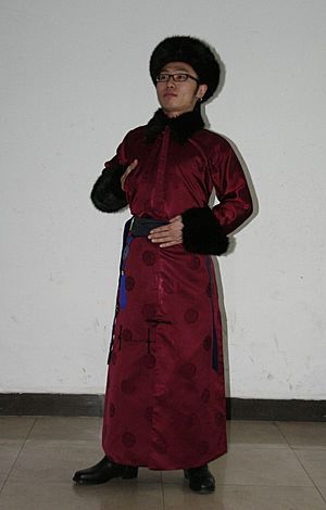 A Manchu young man dressed in traditional clothes