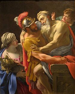 Aeneas and his Father Fleeing Troy by Simon Vouet, San Diego Museum of Art.JPG