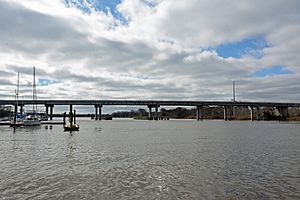 Altamaha River with US 17 bridge, Georgia, USA