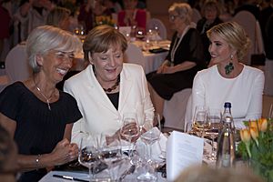 Christine Lagarde, Angela Merkel, and Ivanka Trump at the W20 Conference Gala Dinner