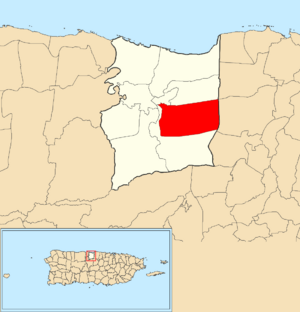 Location of Coto Sur within the municipality of Manatí shown in red
