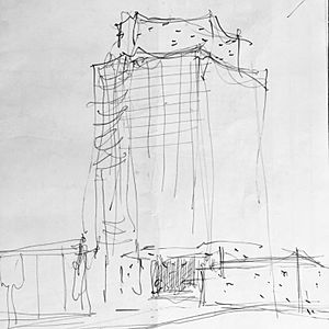 Early sketch of BC Electra Building by Charles Ned Pratt