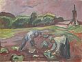 Edvard Munch - Markarbeid ved drivhuset, 1924