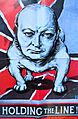English WW2 Propaganda poster depicting Winston Churchill as a bulldog with title Holding the line!