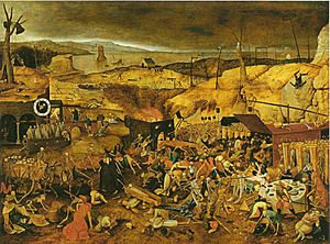 Follower of P. Brueghel the Elder — Triumph des Todes — 1628 (copy on display in the Kunstmuseum Basel)