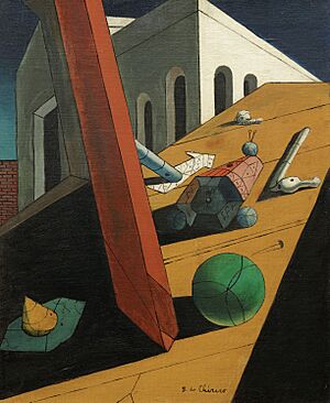 Giorgio de Chirico, 1914-15, Le mauvais génie d’un roi (The Evil Genius of a King), oil on canvas, 61 × 50.2 cm, Museum of Modern Art, New York