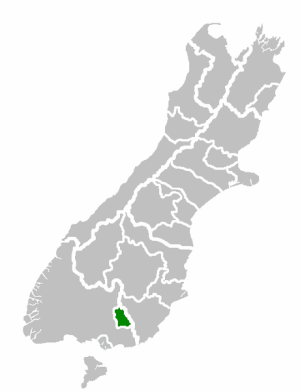 Location of the Gore District within the South Island