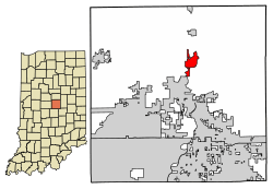 Location of Cicero in Hamilton County, Indiana.