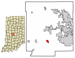 Location of Clayton in Hendricks County, Indiana.
