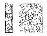 Hierakonpolis ivory cylinder with impression (drawing)