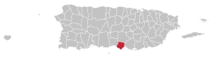 Map of Puerto Rico highlighting Santa Isabel Municipality