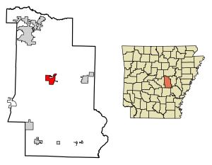 Location of Lonoke in Lonoke County, Arkansas.