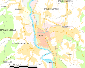 Map of the commune of Vichy