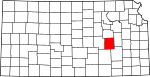 State map highlighting Chase County