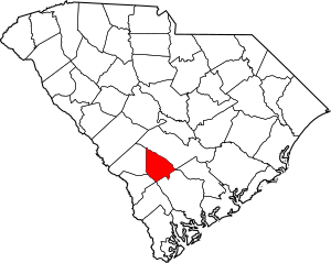 Map of South Carolina highlighting Bamberg County