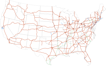 Map of current Interstates