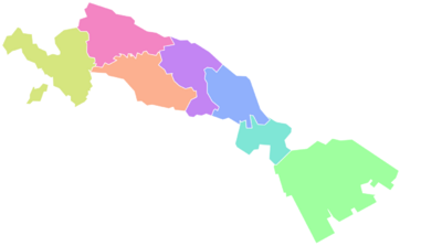 Map of the wards in Kawasaki.