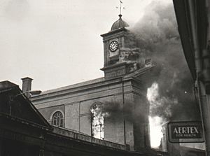 Market Hall on fire in 1963