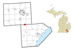 Location within Monroe County (bottom) and Washtenaw County (top)