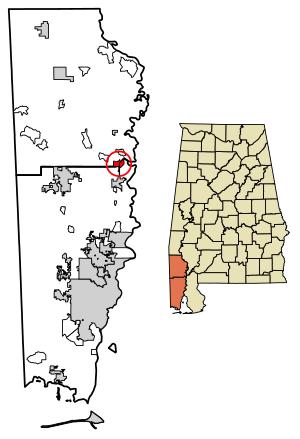 Locationin Mobile and Washington counties, Alabama